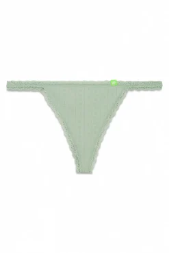 Tanga sem costura em renda verde