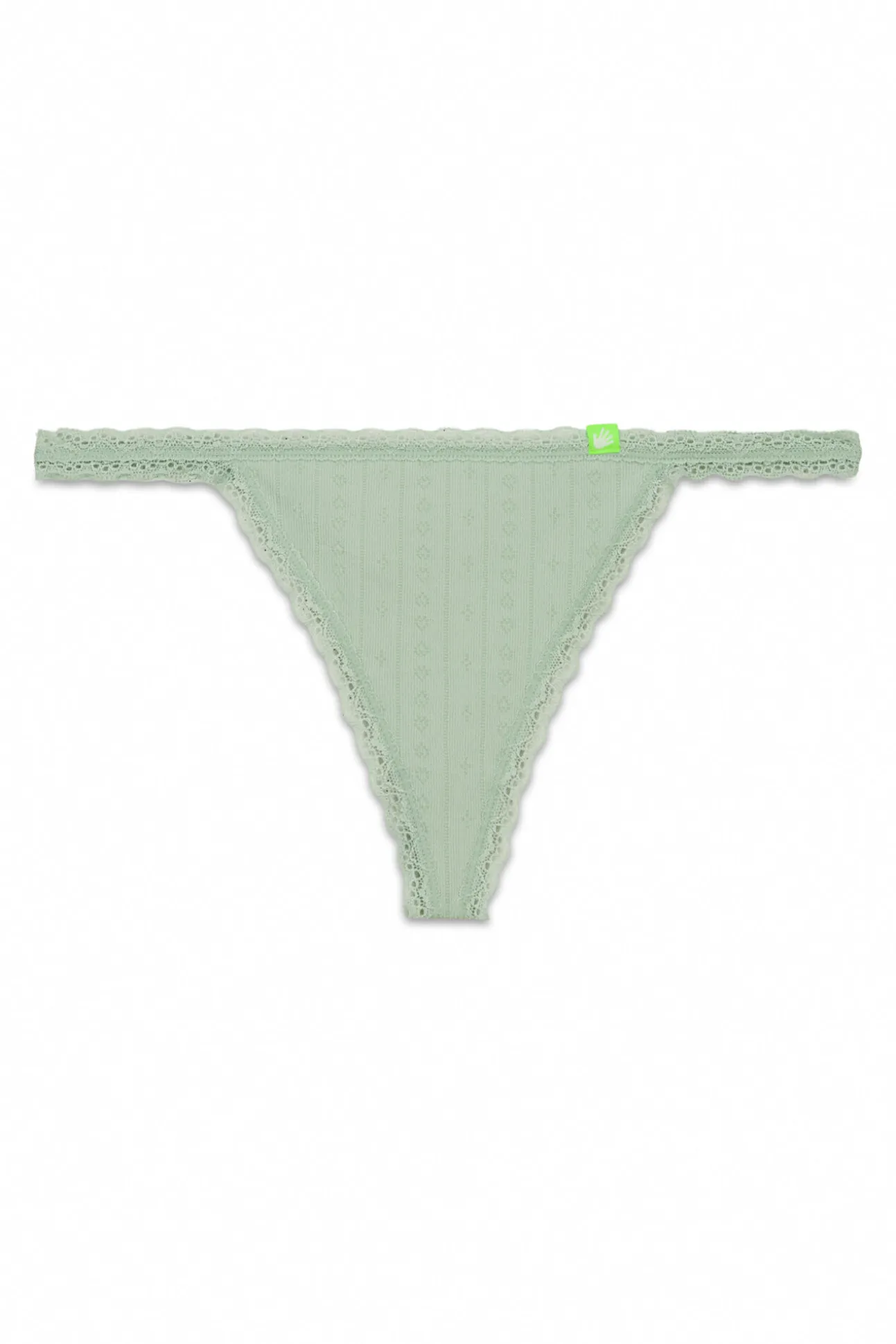 Tanga sem costura em renda verde