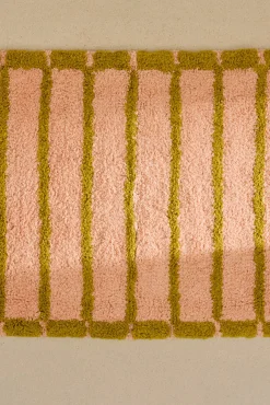 Tapete de banho às riscas rosa Saturno 50x70