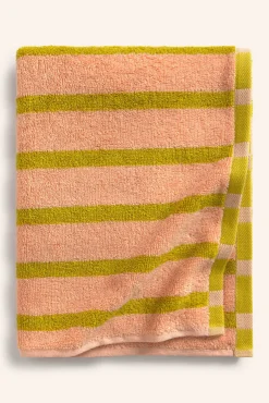 Toalha de banho de algodão turco às riscas rosa Saturno 90x150