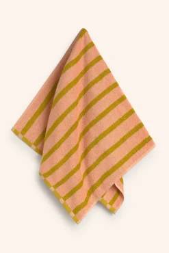Toalha de banho de algodão turco às riscas rosa Saturno 90x150