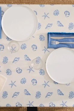 Toalha de mesa anti-manchas resinada com motivos marinhos