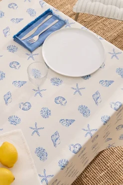Toalha de mesa anti-manchas resinada com motivos marinhos