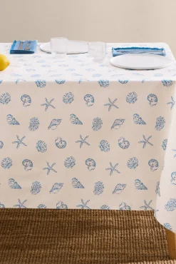 Toalha de mesa anti-manchas resinada com motivos marinhos
