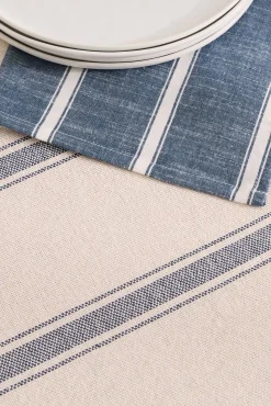 Toalha de mesa em algodão reciclado às riscas