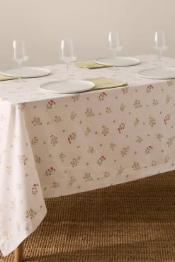 Toalha de mesa em algodão com flores
