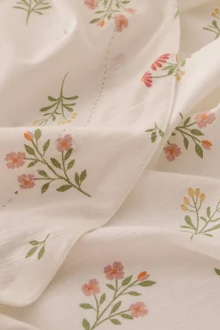 Toalha de mesa redonda de algodão com flores