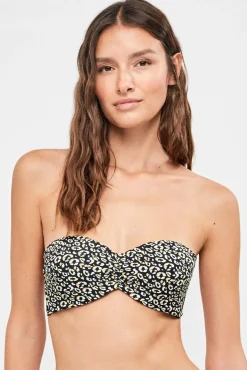 Top biquíni bandeau com aro de silicone