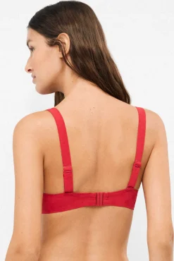 Top biquíni bandeau com aro jacquard bolinhas