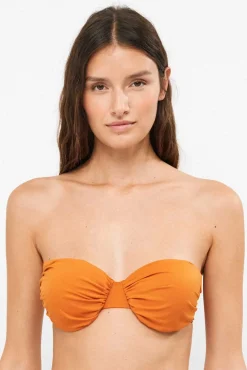 Top biquíni bandeau com copas removíveis