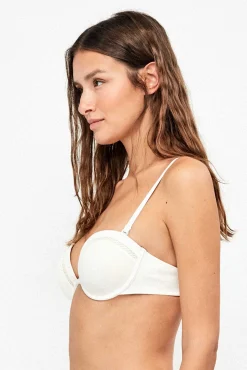 Top biquíni bandeau decote pronunciado