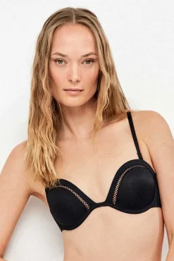 Top biquíni bandeau decote pronunciado