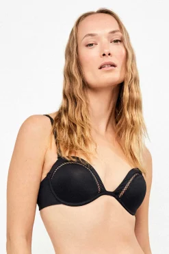 Top biquíni bandeau decote pronunciado