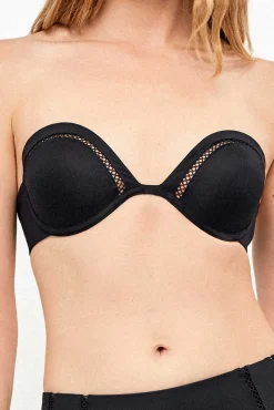 Top biquíni bandeau decote pronunciado