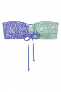 Top biquíni bandeau estampado