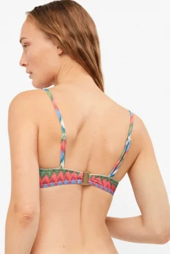 Top biquíni bandeau estampado zig zag