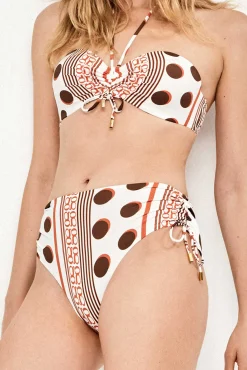 Top biquíni bandeau estampado monogram