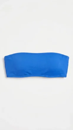 Top biquíni bandeau liso azul