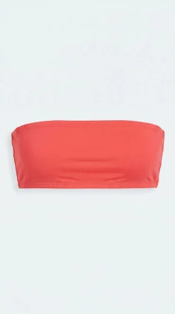 Top biquíni bandeau liso vermelho
