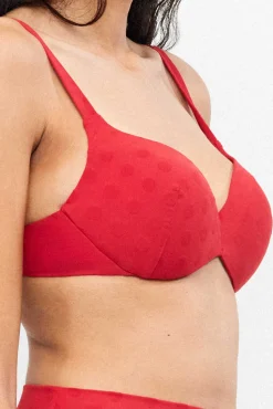Top biquíni com aros jacquard bolinhas