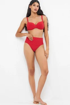 Top biquíni com aros jacquard bolinhas