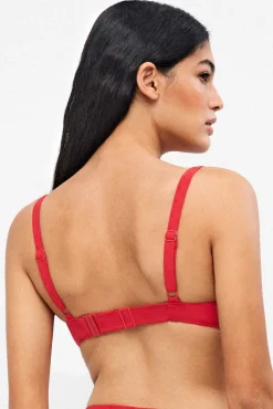 Top biquíni com aros jacquard bolinhas