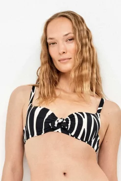 Top biquíni com capacidade em tecido estampado animal print zebra