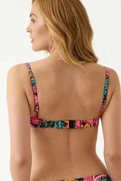Top biquíni com enchimento com aros floral