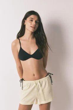 Top biquíni decote em V liso preto