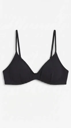 Top biquíni decote em V liso preto