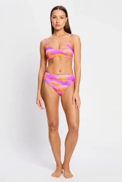 Top biquíni decote estampado