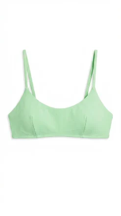 Top biquíni decote reto liso verde