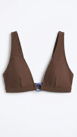 Top biquíni halter castanho
