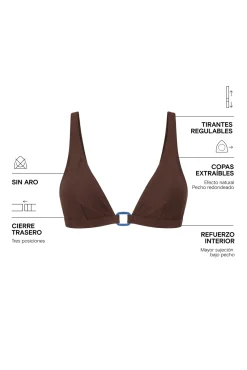 Top biquíni halter castanho