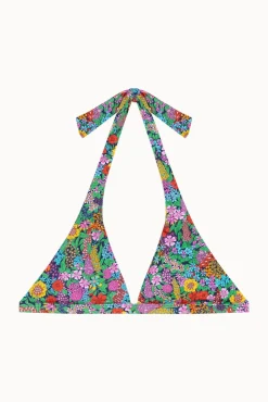 Top biquíni halter com elástico floral