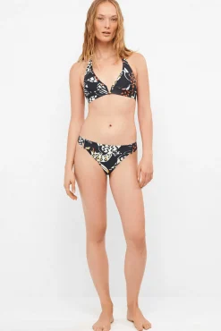 Top biquíni halter em tecido estampado