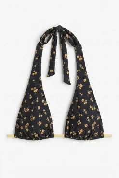 Top biquíni halter mini flores amarelo