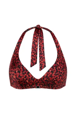 Top biquíni halter push-up estampado animal
