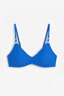 Top biquíni push up canelado azul