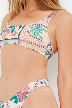 Top biquíni sem aro estampado mosaico