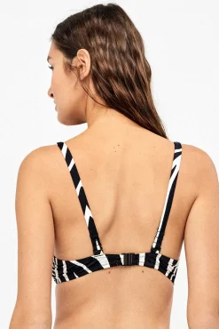 Top biquíni sem enchimento estampado animal print