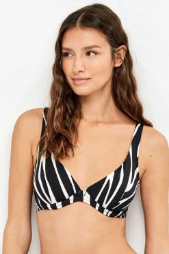 Top biquíni sem enchimento estampado animal print