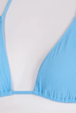 Top biquíni triangular canelado