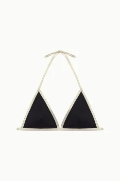 Top biquíni triangular com debruns de brilho