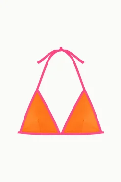 Top biquíni triangular com debruns flúor