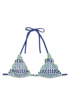 Top biquíni triangular cortina estampado geométrico