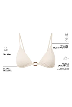 Top biquíni triangular cortina branco