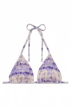 Top biquíni triangular cortina estampado Tie Dye lilás