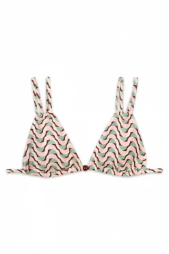 Top biquíni triangular estampado geométrico