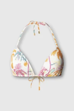 Top biquíni triangular estampado tropical